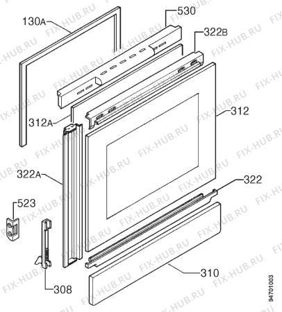 Взрыв-схема плиты (духовки) Electrolux 31GFGW - Схема узла Door 003